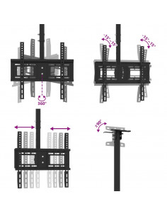 Porta TV a Soffitto per Schermo 32"-65" Max VESA 400x400mm 40kg