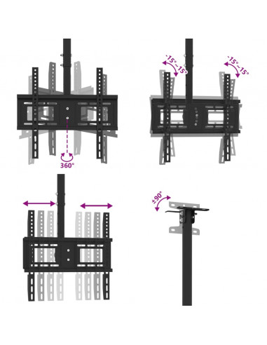 Porta TV a Soffitto per Schermo 32"-65" Max VESA 400x400mm 40kg