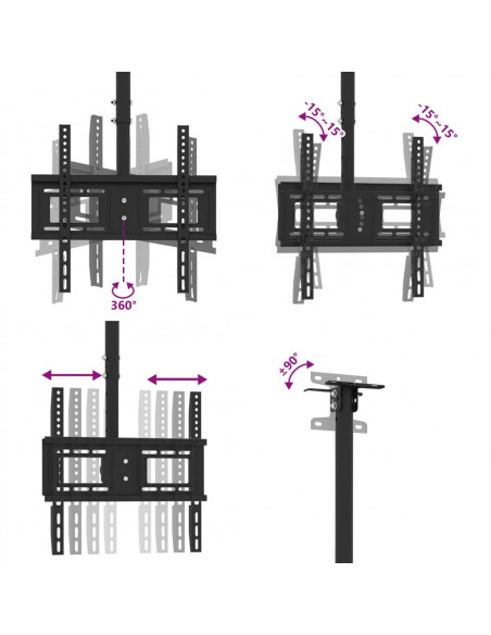 Porta TV a Soffitto per Schermo 32"-65" Max VESA 400x400mm 40kg