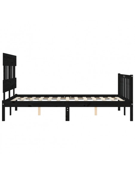 Giroletto con Testiera Nero 140x190 cm in Legno Massello