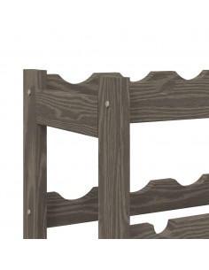 Portabottiglie per 16 Bottiglie Grigio Legno Massello di Pino