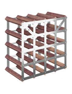 Portabottiglie per 20 Bottiglie Legno Massello di Pino Marrone