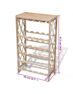 Portabottiglie per 25 Bottiglie di Vino Legno Massello di Abete
