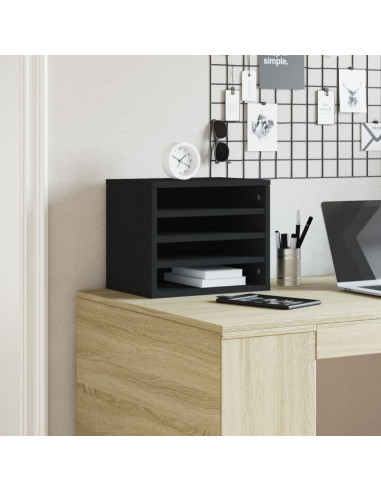 Organizer per la Scrivania Nero 36x26x29,5 cm in Multistrato