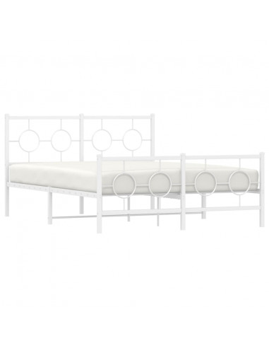 Giroletto con Testiera e Pediera Metallo Bianco 135x190 cm