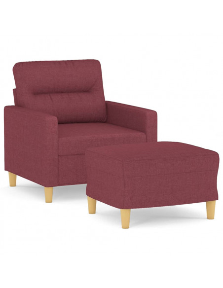 Poltrona con Poggiapiedi Rosso Vino 60 cm in Tessuto