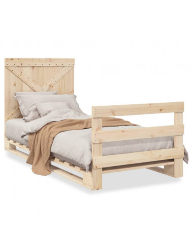 Giroletto con Testiera 90x200 cm in Legno Massello di Pino