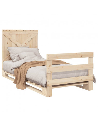 Giroletto con Testiera 90x200 cm in Legno Massello di Pino