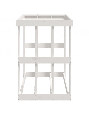 Portaceppi da Esterno Bianco 108x52x74 cm Legno Massello Pino