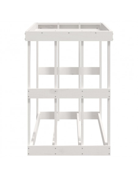 Portaceppi da Esterno Bianco 108x52x74 cm Legno Massello Pino