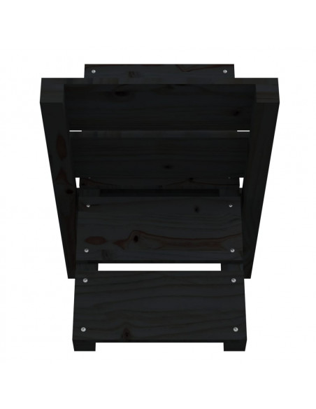 Portaceppi Nero 47x39,5x48 cm in Legno Massello di Pino