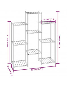 Portafiori 83x25x100 cm Ferro Nero