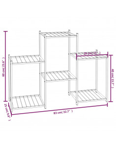 Portafiori 83x25x60 cm Ferro Nero
