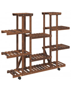 Portafiori con Ruote 110x25x115 cm in Legno Massello di Abete