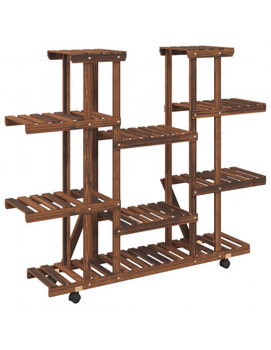 Portafiori con Ruote 110x25x115 cm in Legno Massello di Abete