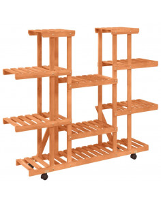 Portafiori con Ruote 110x25x115 cm in Legno Massello di Abete