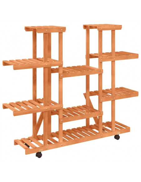Portafiori con Ruote 110x25x115 cm in Legno Massello di Abete