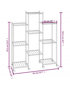 Portafiori con Ruote 83x25x103,5 cm Ferro Nero