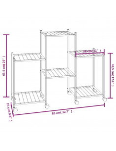 Portafiori con Ruote 83x25x63,5 cm Ferro Nero