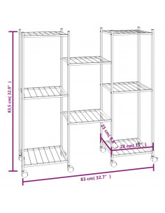 Portafiori con Ruote 83x25x83,5 cm Ferro Nero