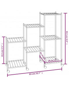 Portafiori con Ruote 83x25x83,5 cm Ferro Nero