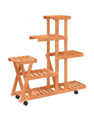 Portafiori con Ruote 95x25x101 cm in Legno Massello di Abete