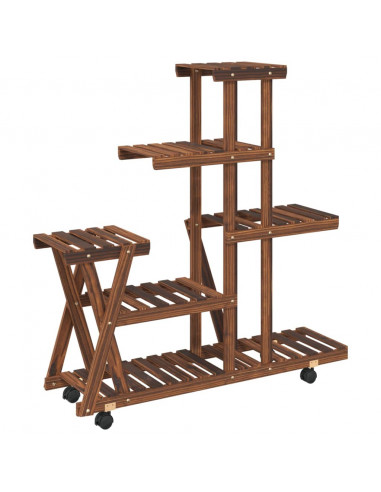 Portafiori con Ruote 95x25x101 cm in Legno Massello di Abete