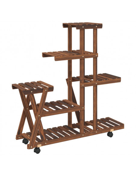 Portafiori con Ruote 95x25x101 cm in Legno Massello di Abete