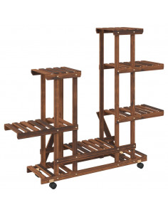 Portafiori con Ruote 95x25x101 cm in Legno Massello di Abete