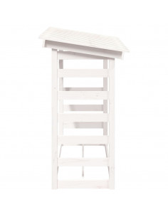 Portalegna Bianco 108x64,5x110 cm in Legno Massello di Pino
