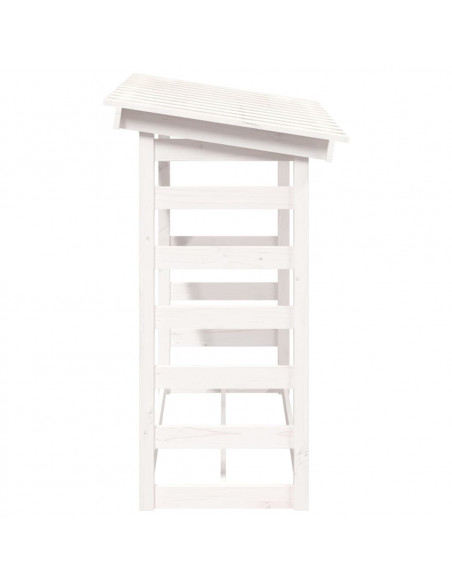 Portalegna Bianco 108x64,5x110 cm in Legno Massello di Pino
