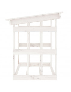 Portalegna Bianco 108x64,5x77 cm in Legno Massello di Pino