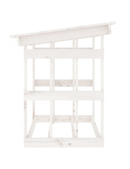 Portalegna Bianco 108x64,5x77 cm in Legno Massello di Pino