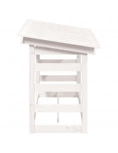 Portalegna Bianco 108x64,5x78 cm in Legno Massello di Pino