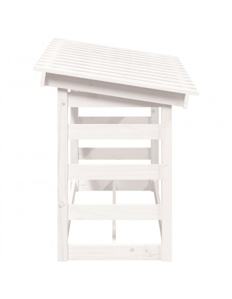 Portalegna Bianco 108x64,5x78 cm in Legno Massello di Pino