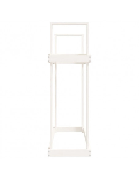 Portalegna Bianco 110x35x108,5 cm in Legno Massello di Pino