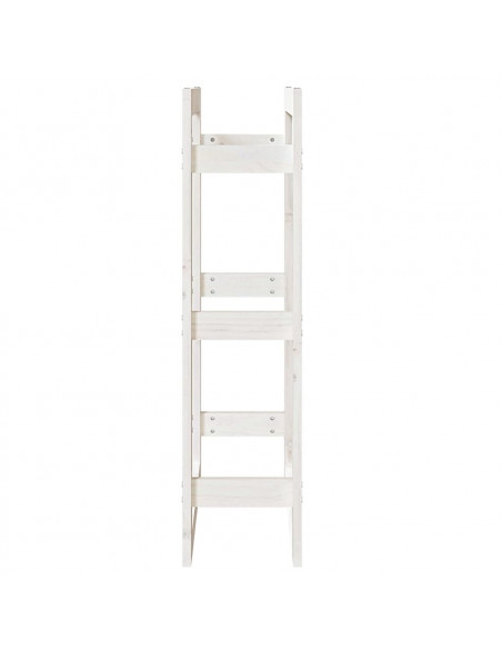 Portalegna Bianco 60x25x100 cm in Legno Massello di Pino