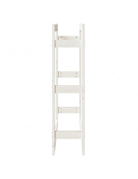 Portalegna Bianco 80x25x100 cm in Legno Massello di Pino