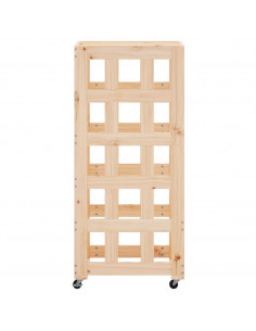 Portalegna con Ruote 40x49x110 cm Legno Massello di Pino