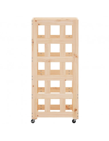 Portalegna con Ruote 40x49x110 cm Legno Massello di Pino