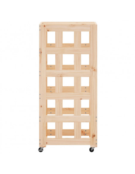 Portalegna con Ruote 40x49x110 cm Legno Massello di Pino
