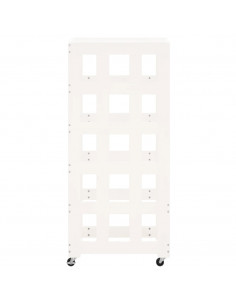 Portalegna con Ruote Bianco 40x49x110 cm Legno Massello di Pino