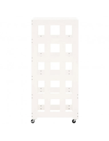 Portalegna con Ruote Bianco 40x49x110 cm Legno Massello di Pino
