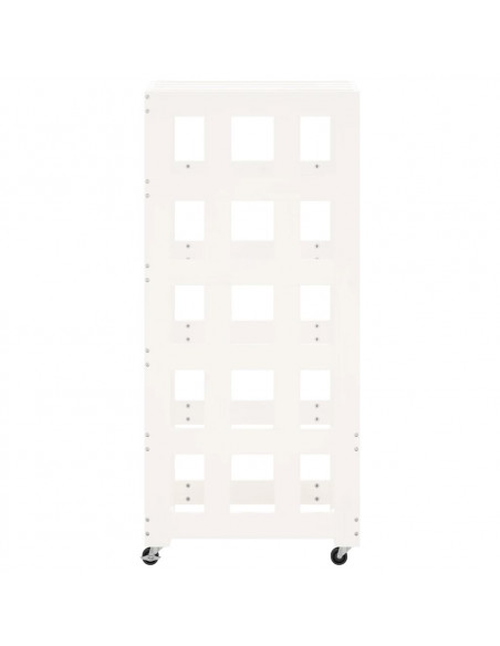 Portalegna con Ruote Bianco 40x49x110 cm Legno Massello di Pino