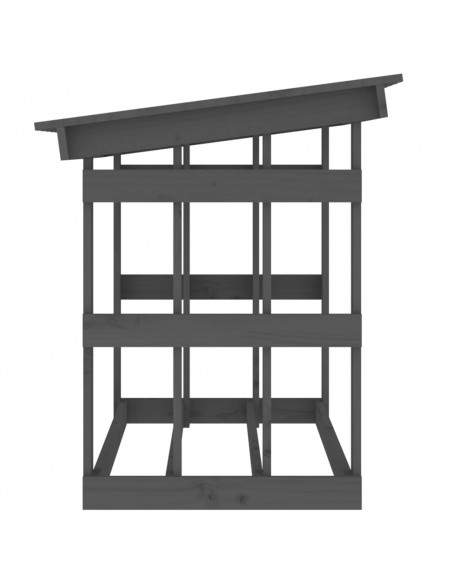 Portalegna Grigia 108x64,5x77 cm in Legno Massello di Pino