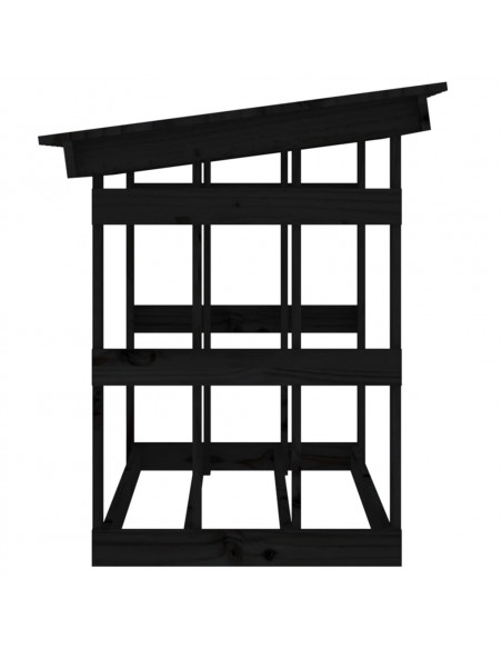 Portalegna Nero 108x64,5x77 cm in Legno Massello di Pino