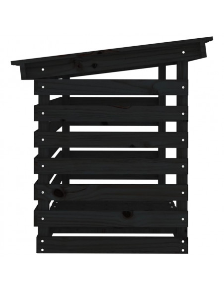 Portalegna Nero 108x73x79 cm in Legno Massello di Pino