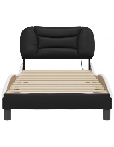 Giroletto con Luci LED Nero e Bianco 80x200 cm in Similpelle