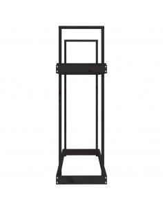 Portalegna Nero 110x35x108,5 cm in Legno Massello di Pino