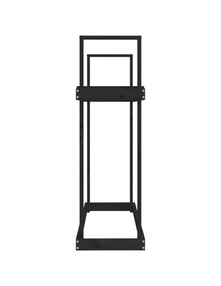 Portalegna Nero 110x35x108,5 cm in Legno Massello di Pino